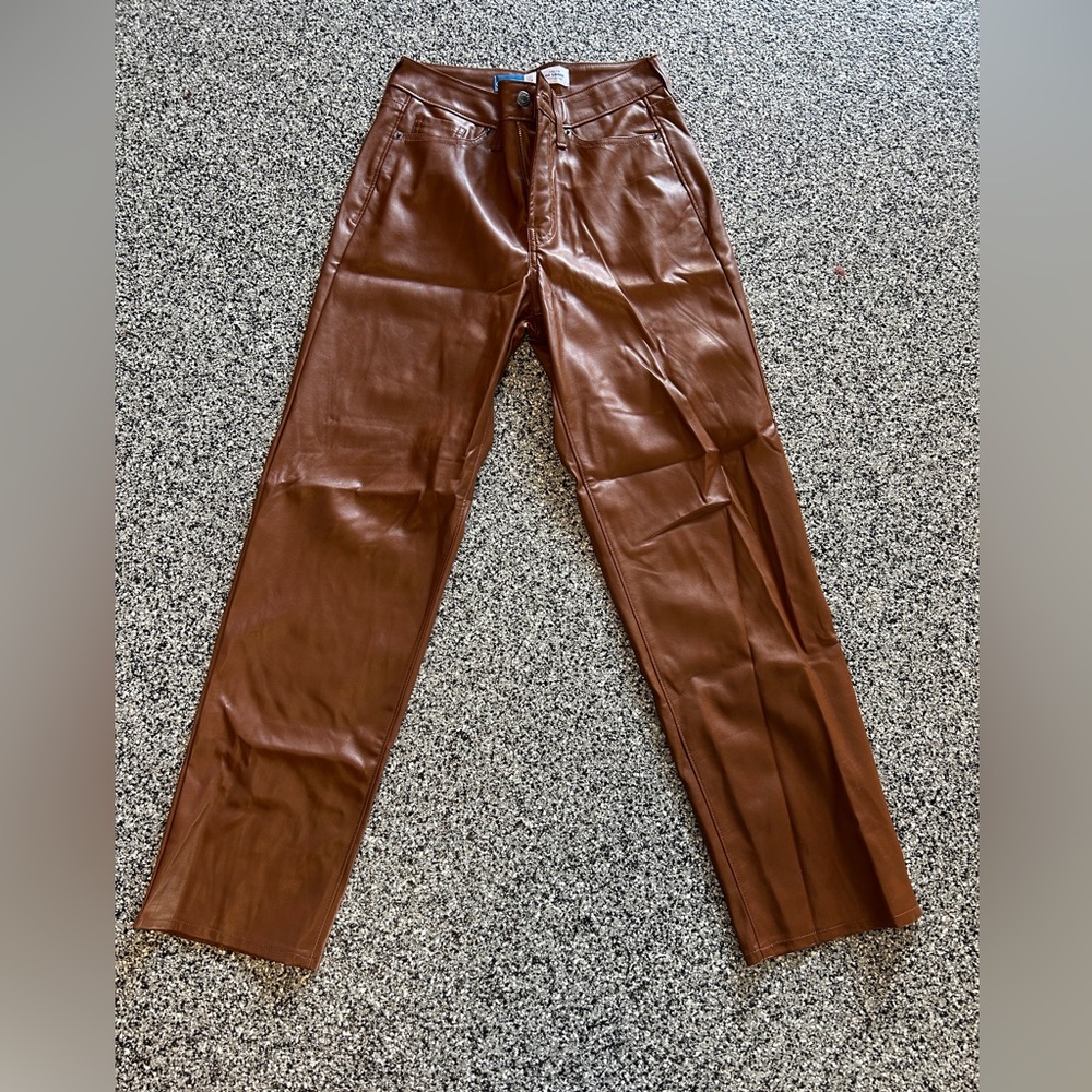 Women's Brown Faux Leather Pants. Old navy. High waisted. Size 4